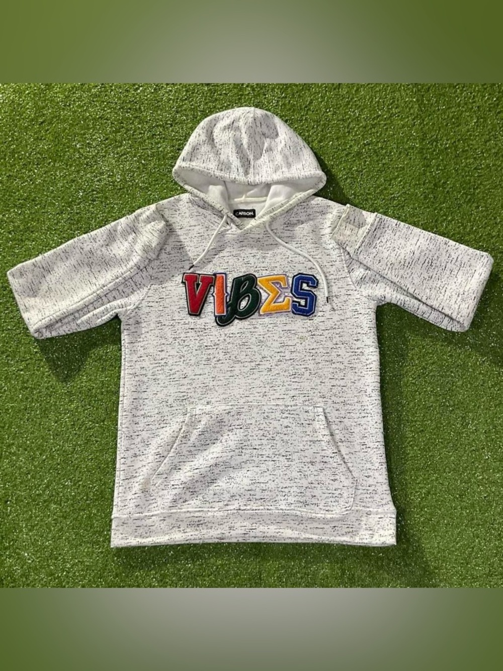 Grey Embroidered Graphic Hoodie